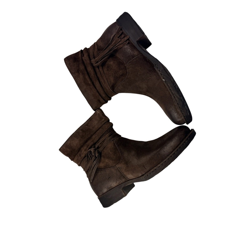 Born Cross Distressed Brown Leather Tassel Ankle Boots Womens 11 D70306 NEW - Picture 4 of 14